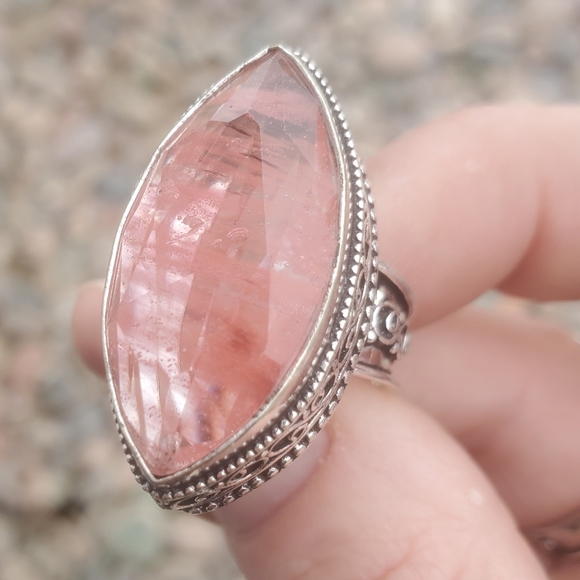 New Watermelon Quartz Crystal 925 Silver Ring. - Picture 14 of 16